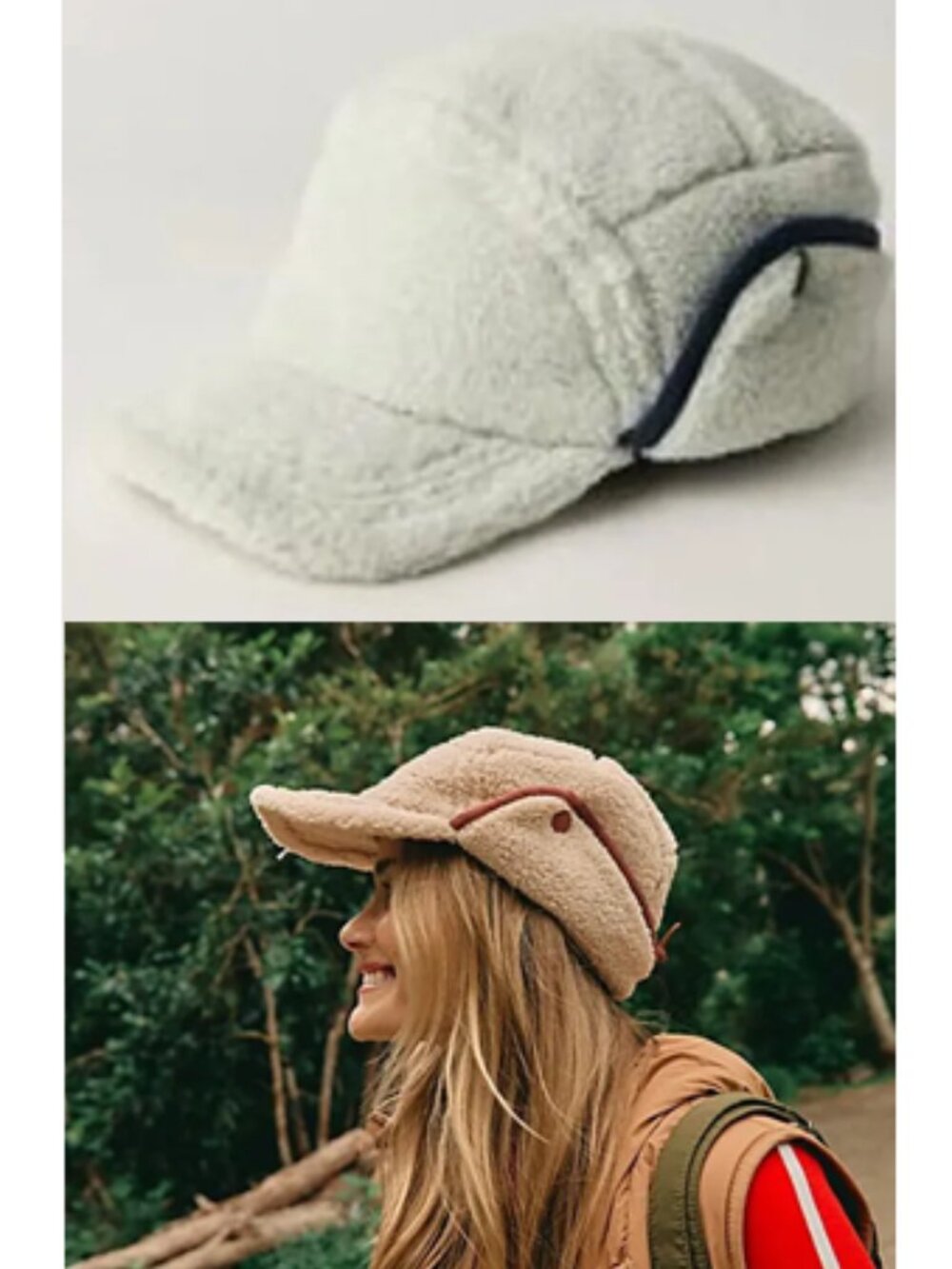 NEW FP Movement Windchill Cap Trapper Hat Free People Blue White Cream Faux Fur